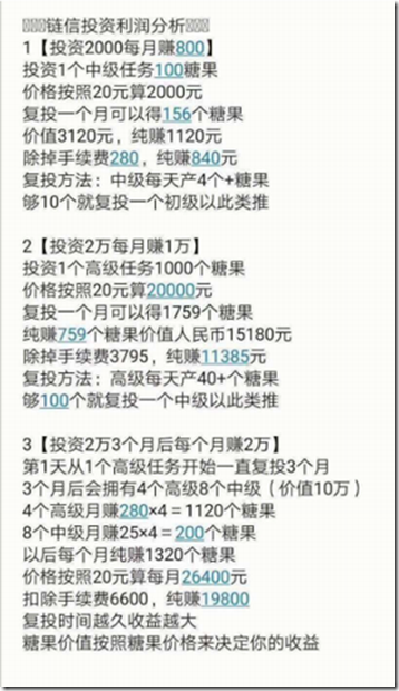 链信投资利润分析 投资2000每月赚800